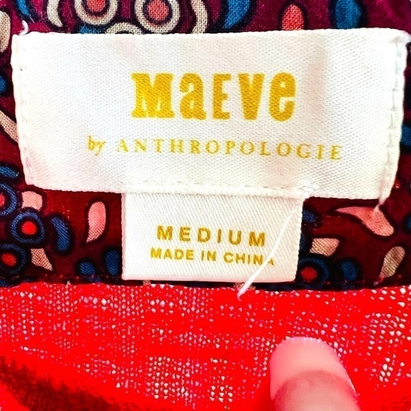 Anthropologie Maeve Addie Hacci Cowl Neck Top Waffle Weave Red Orange Flowy M - Picture 10 of 12